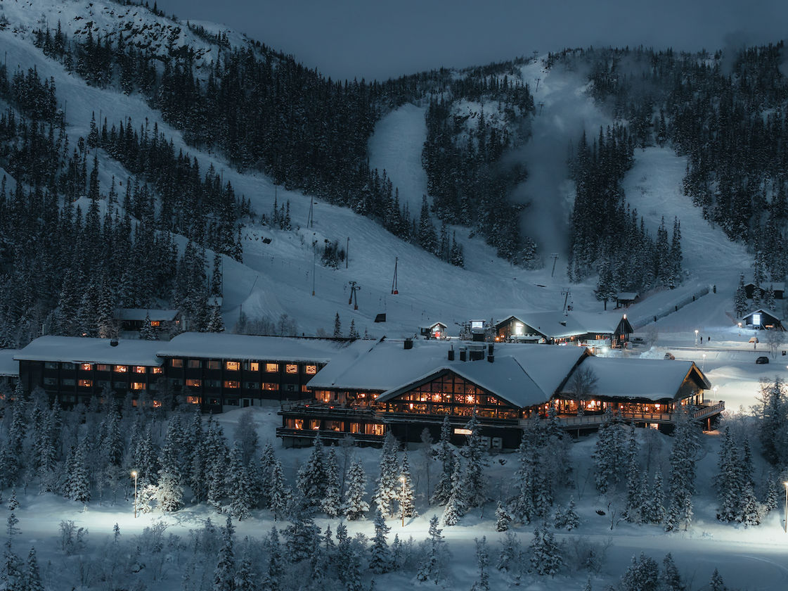 Gaustablikkk Fjellresort Gausta Skisenter Drone Vinter Yngve Ask Kveld Stemning26
